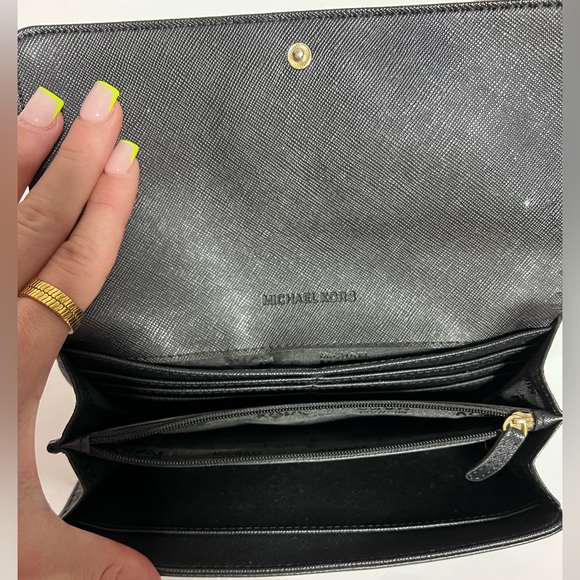 Michael Kors Black Leather Long Wallet - Picture 4 of 8